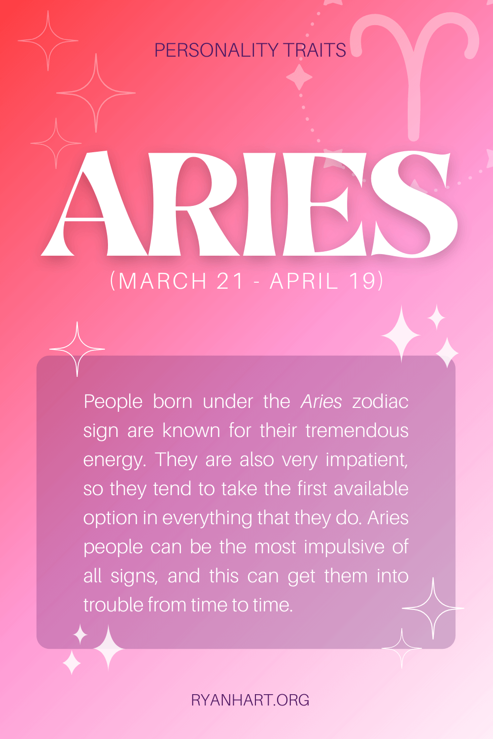 Aries Personality Traits (Dates March 21April 19) Ryan Hart