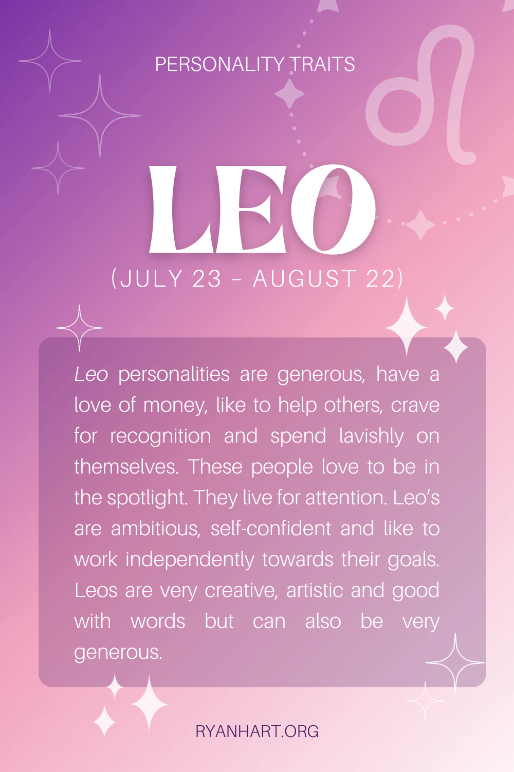 Leo Personality Traits (Dates: July 23 - August 22) | Ryan Hart