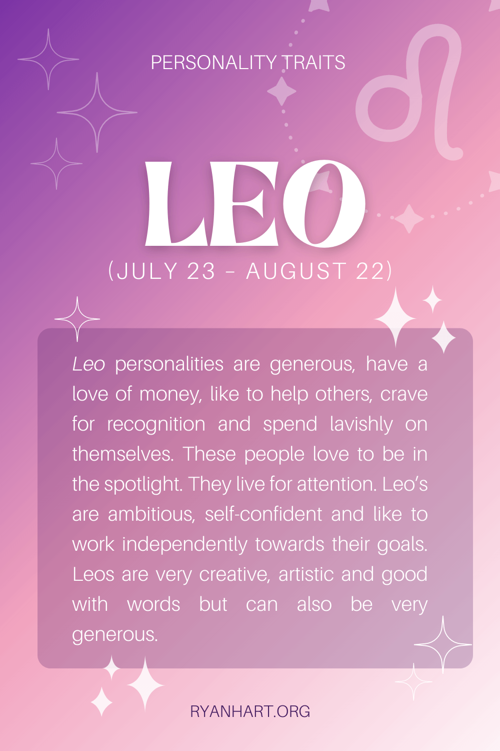 Leo Personality Traits Dates July 23 August 22 Ryan Hart